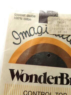 Taupe One Size Panty Hose Stocking WonderBra Imagination Nylon Vintage Pantyhose